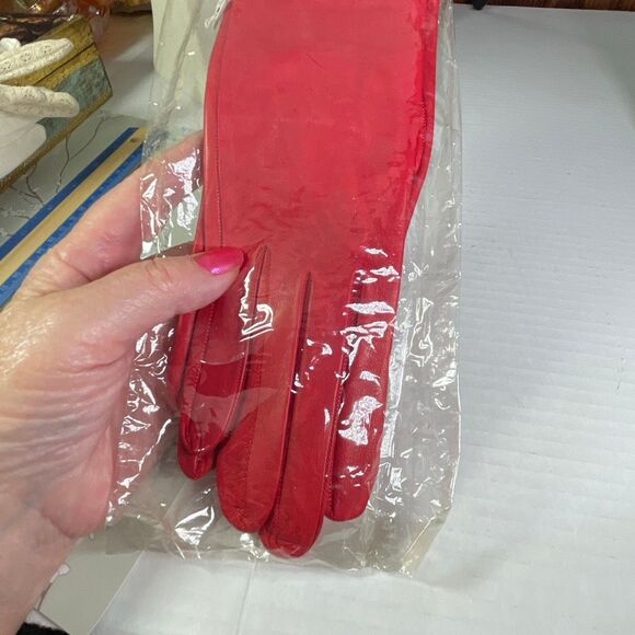 VTG Red leather gloves Madrid Manuel Pascual Moran glove maker - Picture 3 of 9